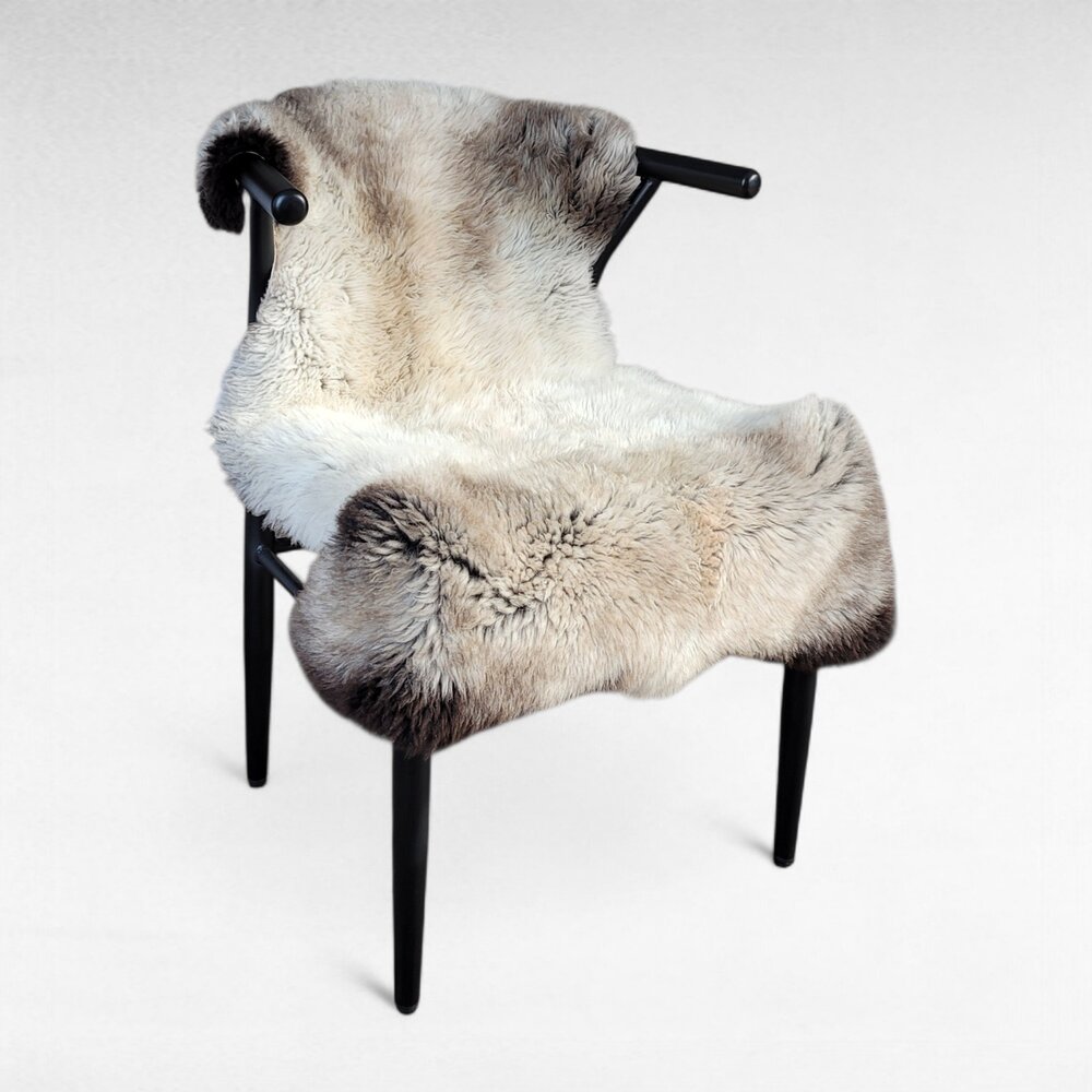 Brown + Gray + Tan Plush Lush Soft German Sheepskin 39" x 30"